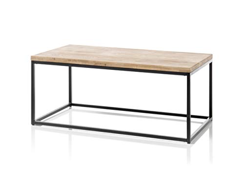 Robas Lund Couchtisch mit Massivholzplatte Asteiche, Gestell Metall Schwarz, BxHxT 110x45x60 cm von Robas Lund