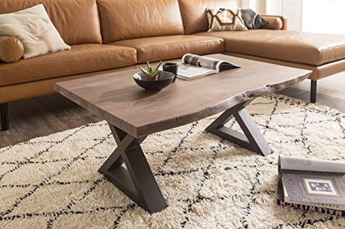 Robas Lund Couchtisch Massivholz mit Baumkante, Wohnzimmertisch Vintage Look, Akazie Massiv Walnuß lackiert, BxHxT 110x45x70 cm Robas Lund Couchtisch Massivholz mit Baumkante, Wohnzimmertisch Vintage Look, Akazie Massiv Walnuß lackiert, BxHxT 110x45x70 cm von Robas Lund