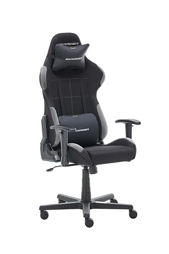 DXRacer 5.2 FD01 /NG -NEW- Gaming-/ Büro-/ Schreibtischstuhl, mit Wippfunktion Gaming Stuhl Höhenverstellbarer Drehstuhl PC Stuhl Ergonomischer Chefsessel, schwarz-grau von DXRacer