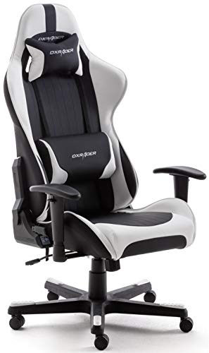 Robas Lund DX Racer 6 OH/FD32/NW Gaming Stuhl XXl für Große Gamer bestens geeignet, mit Wippfunktion Gamer Stuhl Höhenverstellbarer Drehstuhl PC Stuhl Ergonomischer Chefsessel, schwarz-weiß von Robas Lund