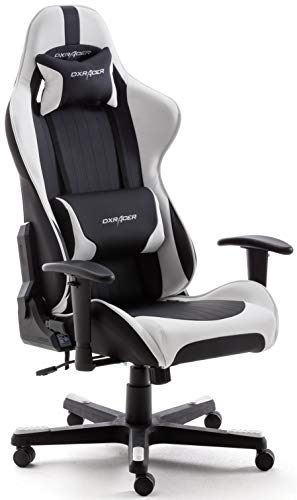DXRacer 6 OH/FD32/NW Gamingstuhl XXl für Große Gamer bestens geeignet, mit Wippfunktion Gamer Stuhl Höhenverstellbarer Drehstuhl PC Stuhl Ergonomischer Chefsessel, schwarz-weiß von DXRacer