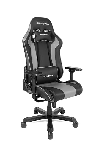 Robas Lund DX Racer K99 Gamingstuhl Schreibtischstuhl mit Wippfunktion Höhenverstellbarer Drehstuhl E-Sport, verstellbare Armlehnen 4D, schwarz-grau,PU von Robas Lund