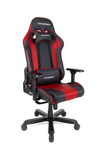 Robas Lund DX Racer K99 Gamingstuhl Schreibtischstuhl mit Wippfunktion Höhenverstellbarer Drehstuhl E-Sport, verstellbare Armlehnen 4D, schwarz-rot,PU von Robas Lund