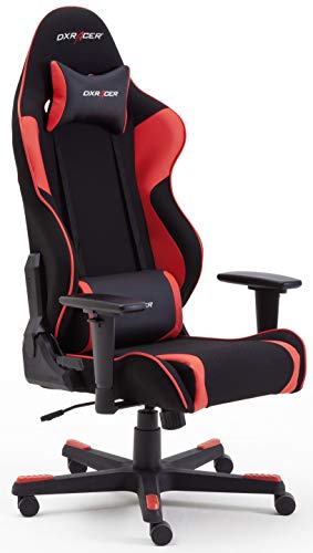 Robas Lund DX Racer OH/RW86/NR R1 Gaming Stuhl XXl für Große Gamer bestens geeignet, mit Wippfunktion Gamer Stuhl Höhenverstellbarer Drehstuhl PC Stuhl Ergonomischer Chefsessel, schwarz-rot von Robas Lund