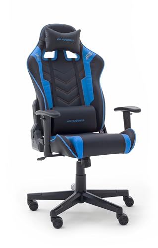 Robas Lund DX Racer Sport OK 132 Gaming Stuhl Bürostuhl Schreibtischstuhl mit Wippfunktion Gamer Stuhl Höhenverstellbarer Drehstuhl PC Stuhl Ergonomischer Chefsessel, schwarz-blau von Robas Lund