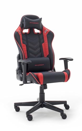 Robas Lund DX Racer Sport OK 132 Gaming Stuhl Bürostuhl Schreibtischstuhl mit Wippfunktion Gamer Stuhl Höhenverstellbarer Drehstuhl PC Stuhl Ergonomischer Chefsessel, schwarz-rot, BxHxT 68x118-125x68 cm von Robas Lund
