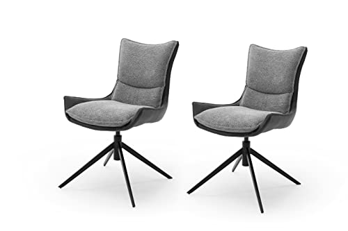 Robas Lund Esszimmerstühle 2er Set 360°drehbar, Belastbar bis 120 kg, Stuhl mit Stoffbezug Anthrazit von Robas Lund