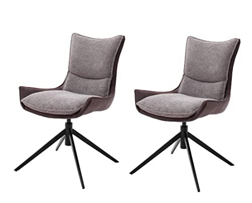 Robas Lund Esszimmerstühle 2er Set 360°drehbar, Belastbar bis 120 kg, Stuhl mit Stoffbezug Rostbraun von Robas Lund