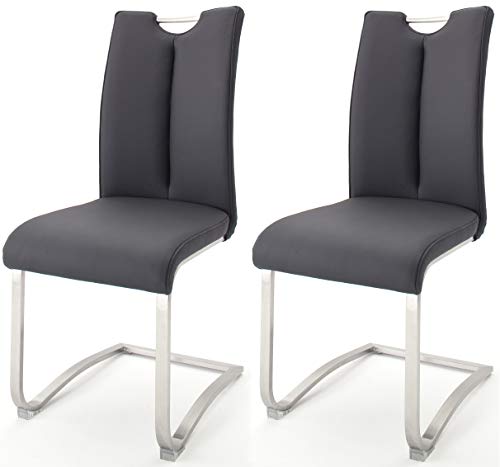 Robas Lund Esszimmerstühle 2er Set Schwarz, Echtleder Schwingstuhl Esszimmerstuhl max. 140 Kg Belastbar, Stuhl Artos von Robas Lund