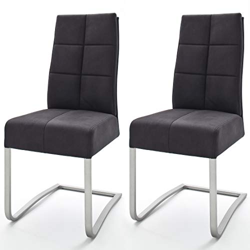 Robas Lund Esszimmerstühle 2er Set Schwarz, Schwingstuhl Esszimmerstuhl mit Taschenfederkern, Stuhl Salva 2 von Robas Lund