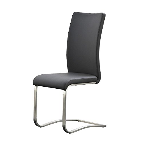 Robas Lund Esszimmerstuhl 2-er Set Grau, Stuhl belastbar bis 130 kg, mit Kunstlederbezug, Gestell Edelstahl von Robas Lund