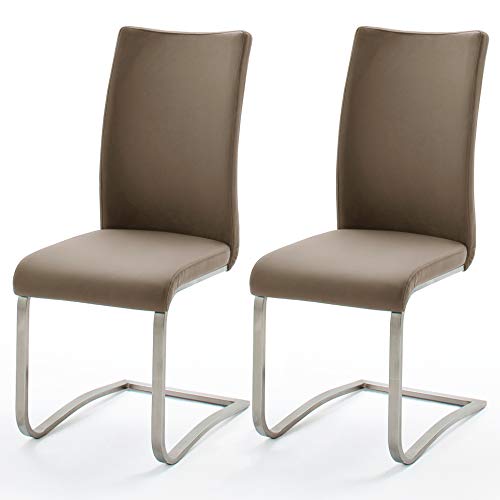 Robas Lund Esszimmerstuhl Leder cappuccino 2er Set, belastbar bis 130 kg, Schwingstuhl mit Rindsleder, Gestell Edelstahl, Komfortsitzhöhe Robas Lund Esszimmerstuhl Leder cappuccino 2er Set, belastbar bis 130 kg, Schwingstuhl mit Rindsleder, Gestell Edelstahl, Komfortsitzhöhe von Robas Lund