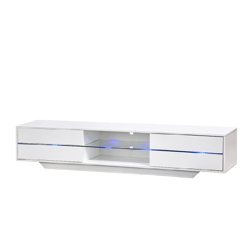 Robas Lund Lowboard Weiß Hochglanz TV Möbel mit LED Farbwechselbeleuchtung, 40 x 160 x 36 cm von Robas Lund