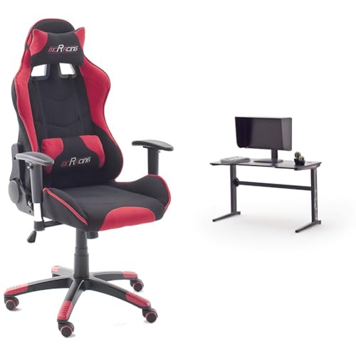 Robas Lund MC Racing Gamingstuhl 1 Rot Schwarz mit MC Racing Gaming Desk Basic 2 von Robas Lund