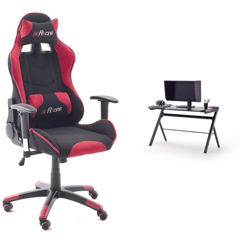 Robas Lund MC Racing Gamingstuhl 1 Rot Schwarz mit MC Racing Gaming Desk Basic 3 von Robas Lund