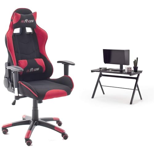 Robas Lund MC Racing Gamingstuhl 1 Rot Schwarz mit MC Racing Gaming Desk Basic 4 von Robas Lund