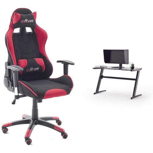 Robas Lund MC Racing Gamingstuhl 1 Rot Schwarz mit MC Racing Gaming Desk Basic 5 von Robas Lund