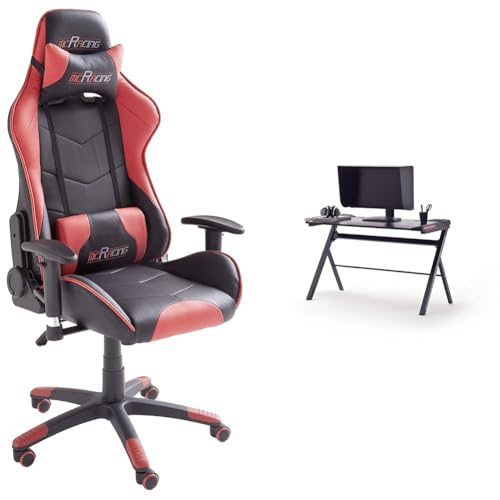 Robas Lund MC Racing Gamingstuhl 5 Rot Schwarz mit MC Racing Gaming Desk Basic 3 von Robas Lund