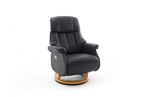 Robas Lund Sessel Leder Relaxsessel elektrisch bis 150 Kg TV Sessel, Relaxer Fernsehsessel Echtleder schwarz, Calgary Comfort XL von Robas Lund
