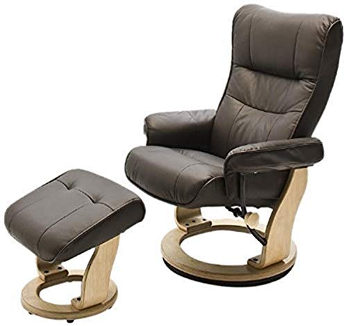 Robas Lund Sessel Relaxsessel mit Hocker Leder, TV Sessel Belastbarkeit bis 130 Kg, Braun von Robas Lund