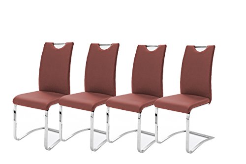 Robas Lund, Stuhl, Esszimmerstuhl, Schwingstuhl Köln, 4er Set, Rot, 57 x 43 x 100 cm von Robas Lund