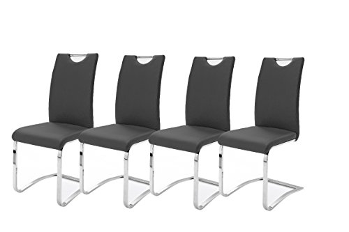 Robas Lund, Stuhl, Esszimmerstuhl, Schwingstuhl Köln, 4er Set, Schwarz, 57 x 43 x 100 cm von Robas Lund