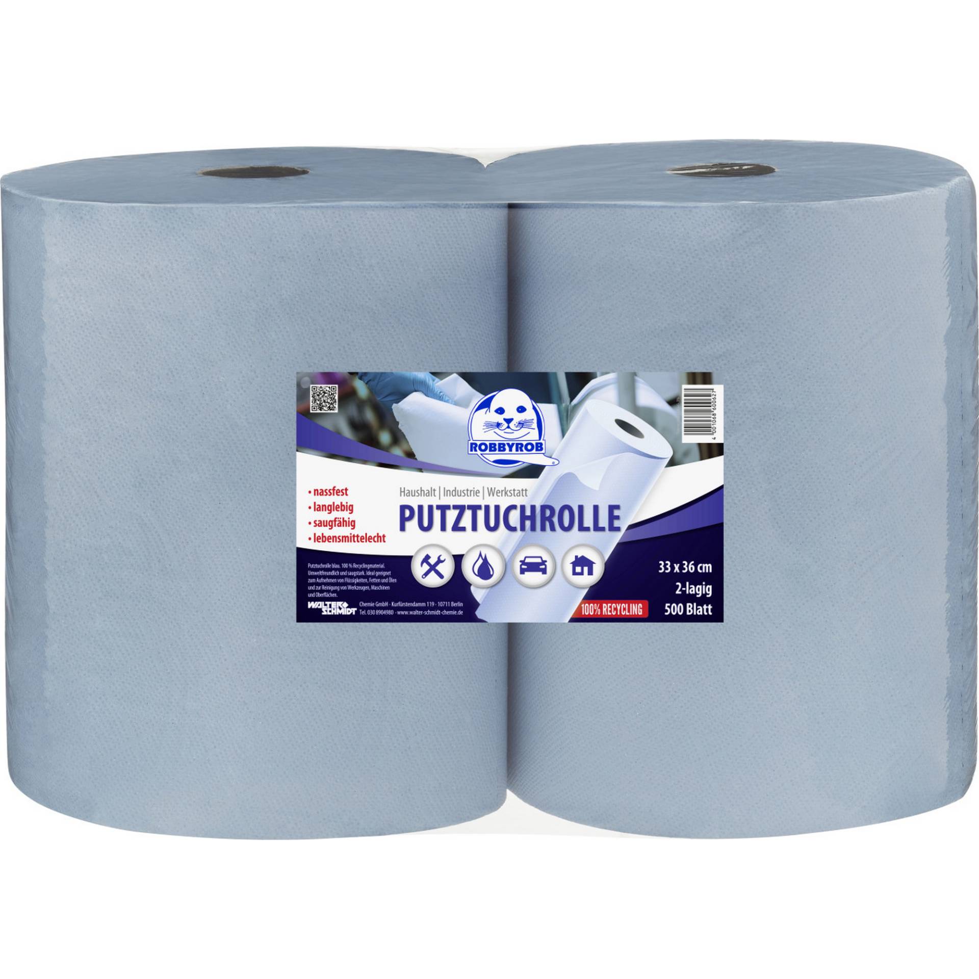 Robbyrob Putztuchrolle blau 2-lagig 2 x 500 Blatt, 2er-Pack Robbyrob Putztuchrolle blau 2-lagig 2 x 500 Blatt, 2er-Pack von Robbyrob
