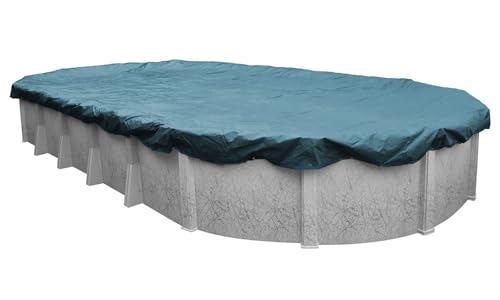 Robelle 581625-4-ROBA 4,9 x 7,6 m extra robuste ovale Winter-Poolabdeckung für oberirdische Pools, 1,2 m Überlappung (6,1 x 8,8 m Abdeckungsgröße), solide 10 x 10 Scrim, 82,5 g/yd2, 12 Jahre Garantie von Robelle