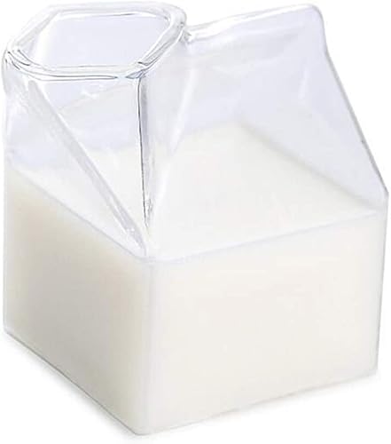 Roberee Ästhetischer Milchglasbecher, 250 ml Transparenter Unregelmäßiger Becher Milchkarton Glas Kaffee Milch Wasser Glas Ausgießer Pappbehälter Milchkännchen für Milch, Kaffee, Cocktail, Saft von YAMOOCO