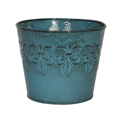 Robert Allen MPT01886 Fluer De Lis Serie Blumentopf aus Metall 6" Blau (Surf Blue) von Robert Allen