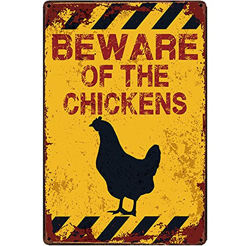 Blechschild mit Aufschrift "Beware Of The Chickens", originelles Retro-Design, Wanddekoration | Dickes Weißblech-Poster für Bauernhof (frische Eier A, 20 x 30 cm) von Robert Art
