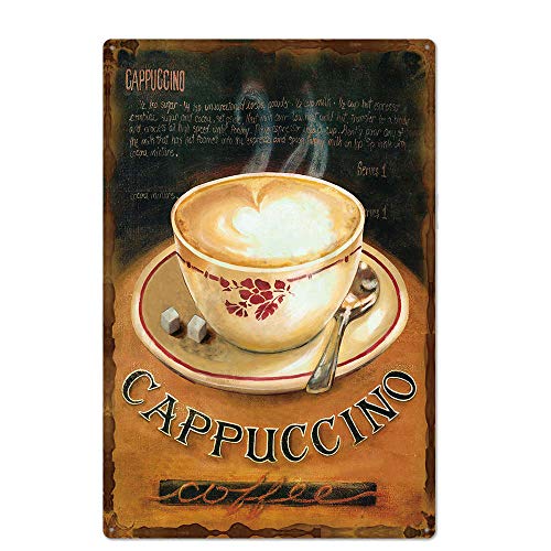 Blechschilder im originellen Retro-Design, Cappuccino-Kaffee-Blechschilder, Wanddekoration für Kaffee-Ecke/Küche/Café (CAPPUCCINO, 20 x 30 cm) von Robert Art