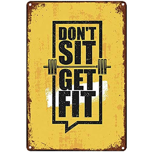 Original Design Gym Blechschilder Wandkunst | Don't sit get fit | Dickes Weißblech Druck Poster Wanddekoration von Robert Art