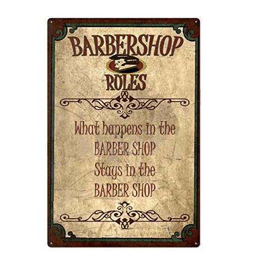 Original Retro Design Barbershop Rules Blechschilder Wandkunst Dickes Weißblech Druck Poster Wanddekoration Schild von Robert Art