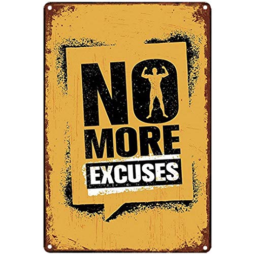 Original Retro Design Gym Blechschild Wandkunst Schilder No More Excuses Dickes Weißblech Druck Poster Wanddekoration von Robert Art