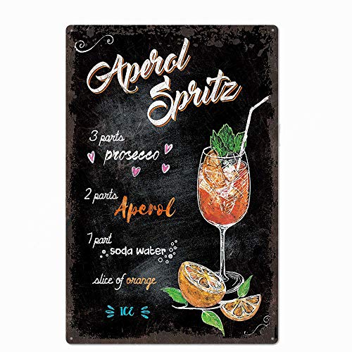 Original Vintage Design Aperol Spritz Cocktail Rezept Blechschilder Wandkunst Dicker Weißblech Druck Poster Wanddekoration Bar Küche (aperol Spritz, 8x12 Zoll (20x30cm) von Robert Art