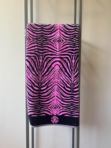 Roberto Cavalli Handtuch aus reiner Baumwolle 95 x 180 cm Art. Mirror Zebra - Fuchsia von Roberto Cavalli
