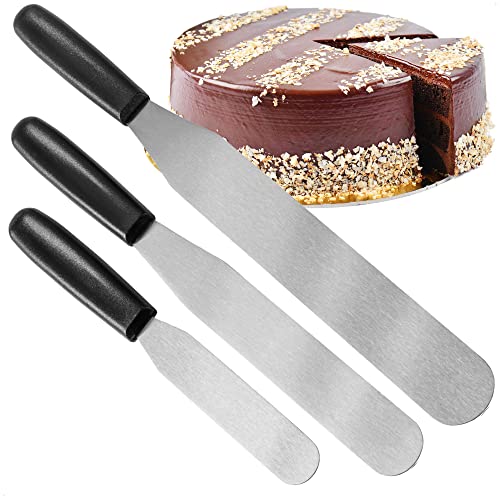 Robin Goods® 3-teiliges Set Streichmesser - Streichpalette aus rostfreiem Edelstahl mit Kunststoff-Griff - Spatula in 3 Größen - Backzubehör Spatel (3tlg. - mit Kunststoffgriff) von Robin Goods