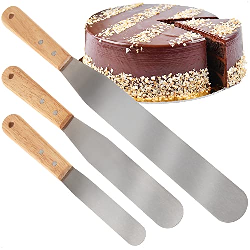 Robin Goods® 3-teiliges Set Streichmesser - Streichpalette mit Holzgriff - Spatula in 3 Größen - Backzubehör Spatel (3tlg. - mit Holzgriff) von Robin Goods