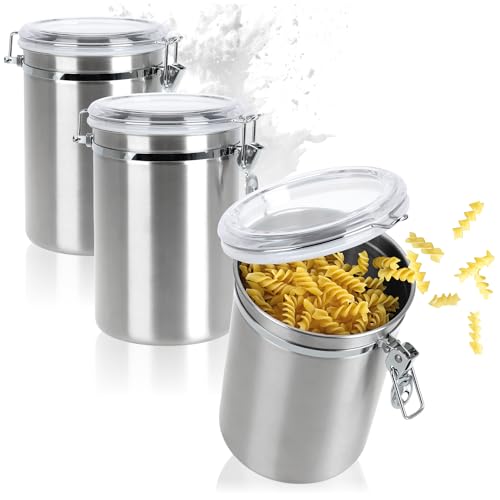 Robin Goods® 3x Vorratsdose mit Bügelverschluss, Aufbewahrungsbox aus Edelstahl, luftdichte Kaffeebehälter, 2 Liter (3 Stück - 2000ml) von Robin Goods