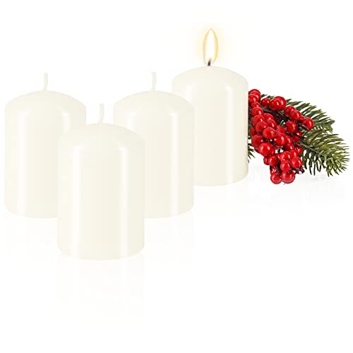 Robin Goods® 4X Stumpenkerze mit Vanille - dekorative Säulenkerzen für jeden Anlass - Wachskerzen zum Basteln und Verzieren - Parfümierte Stumpenkerzen für Kränze und Gestecke (Creme - 4 Stück) von Robin Goods