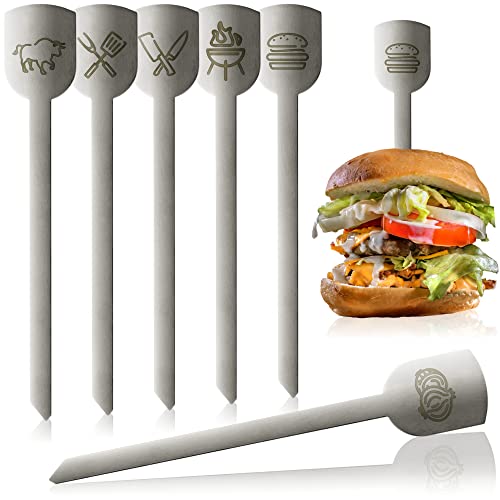 Robin Goods® 6x Burger-Spieße aus rostfreiem Edelstahl - Metallspieße mit breiter Grifffläche - Grill-Spieße - Servierspieße - Grill- und Küchenzubehör (6 Stück) von Robin Goods