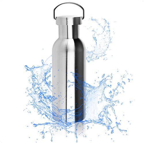 Robin Goods® Edelstahl-Trinkflasche mit Henkel - hochwertige Thermo-Campingflasche - bruchsicher und BPA-frei - doppelwandig 1000 ml (1 Stück - doppelwandig mit Henkel) von Robin Goods