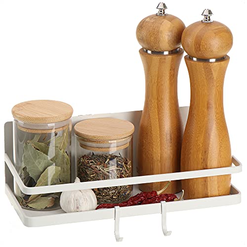 Robin Goods® Kühlschrank Magnet-Regal - Hängeregal mit 2 Haken - Küchen-Ablage magnetisch für Gewürze aus Metall - Magnetregal, Organizer bis max. 6kg belastbar (1 Stück - weiß) von Robin Goods