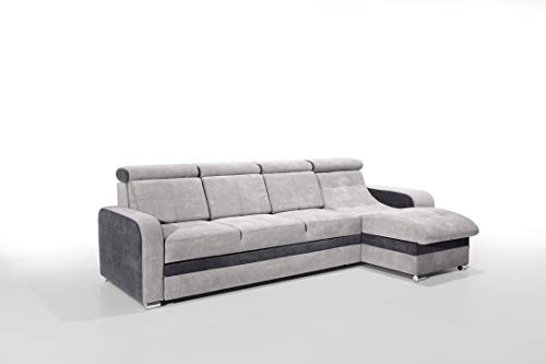 Robin Bristol Ecksofa Schlaffunktion Bettkasten Verstellbare Kopfstützen Sofa L-Form Schlafsofa Freistehende Eckcouch Schlafcouch Wohnzimmermöbel Wohnlandschaft Rechts (Silver Anthracite) von Robin Inspire