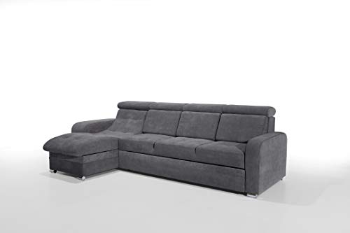 Robin Bristol Ecksofa mit Schlaffunktion Bettkasten Verstellbare Kopfstützen Sofa L-Form Schlafsofa Freistehende Eckcouch Schlafcouch Wohnzimmermöbel Wohnlandschaft (Anthracite) von Robin Inspire