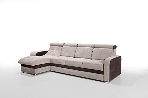 Robin Bristol Ecksofa mit Schlaffunktion Bettkasten Verstellbare Kopfstützen Sofa L-Form Schlafsofa Freistehende Eckcouch Schlafcouch Wohnzimmermöbel Wohnlandschaft (Beige Braun) von Robin Inspire