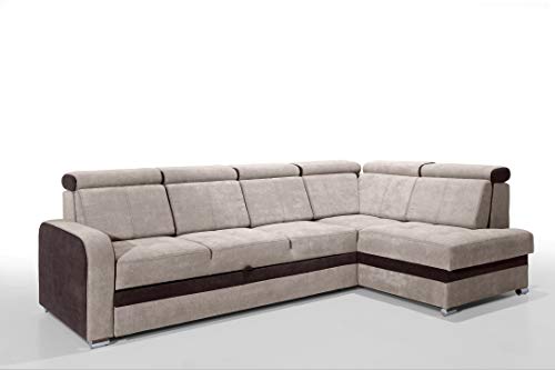 Robin Glen Ecksofa mit Schlaffunktion Bettkasten Kopfstützen Abnehmbare Rückenkissen Sofa L-Form Schlafsofa Freistehende Eckcouch Schlafcouch Wohnzimmermöbel Wohnlandschaft Rechts Beige von Robin Inspire