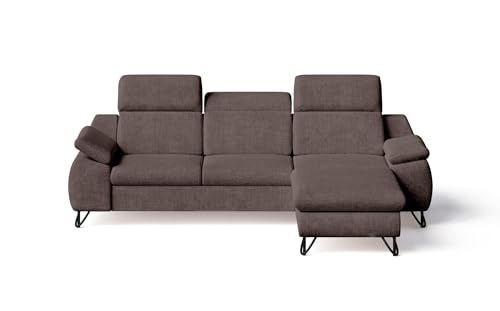 Robin Inspire Couch L Form Rechts Eckcouch Mit Schlaffunktion 265 x 175 x 90 cm Ecksofa mit Bettkasten Kopfstützen Armlehnen Chenille Stoff Leinenoptik Cappuccino Iverto von Robin Inspire