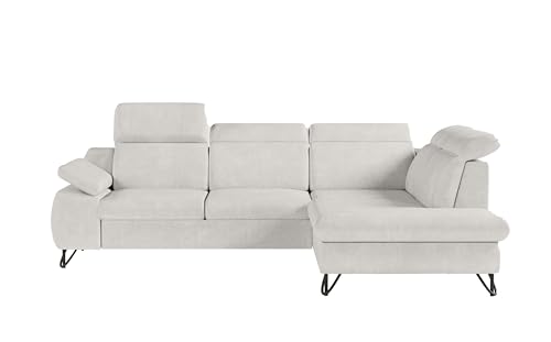 Robin Inspire Ecksofa L Form Sofa Mit Schlaffunktion Eckcouch Multifunktional Mit Bettkasten Schlafcouch Schlafsofa Freistehend Chenille Stoff Ecru Iverto 263 x 206 x 95 cm Rechts von Robin Inspire